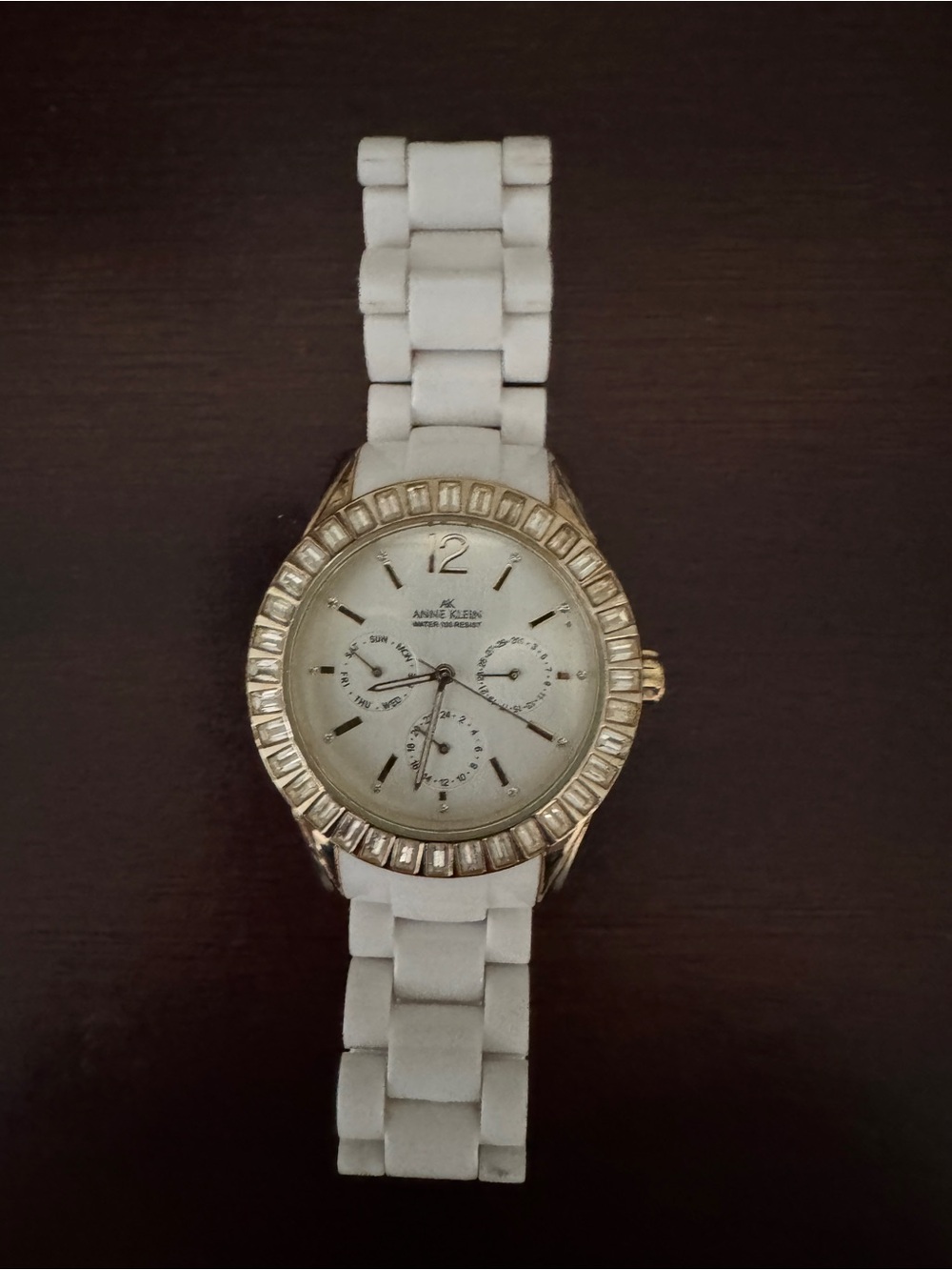 Anne Klein White and Gold Accent Bracelet Watch
